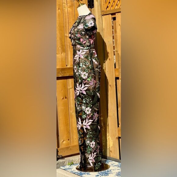 🆕 BRONX & BANCO 🧿 NWOT Zinnia Side-Split Sequin & Embroidered Gown, Sz XS US 2 - Picture 10 of 16